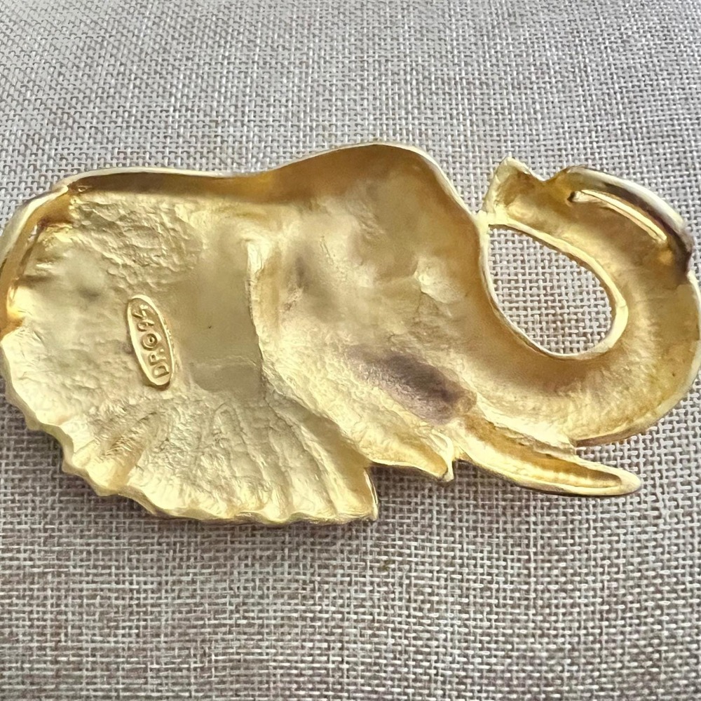 Vtg Doreen Ryan 1994 Gold Tone Elephant Head Belt Buckle 5" Safari - Picture 2 of 4